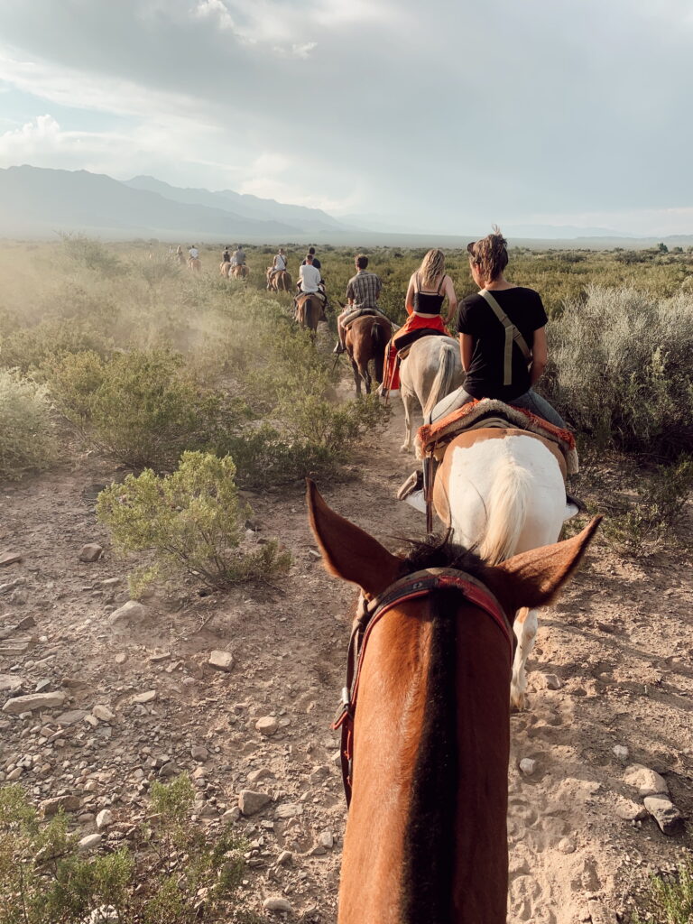 Horseback riding across a lake to a coffee farm near Salento, Colombia
