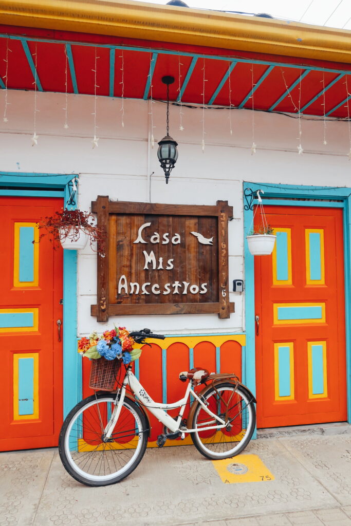 Colourful colonial buildings lining Calle Real in Salento, Colombia