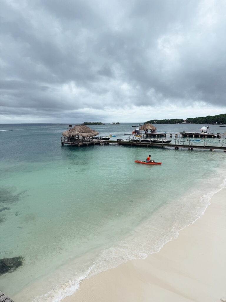 White sand beach and clear water at Rosario Islands Cartagena