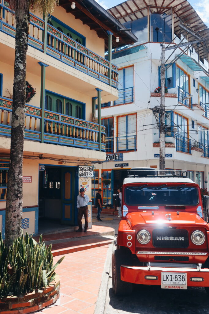 Vibrant colourful streets and murals in Guatapé, Colombia