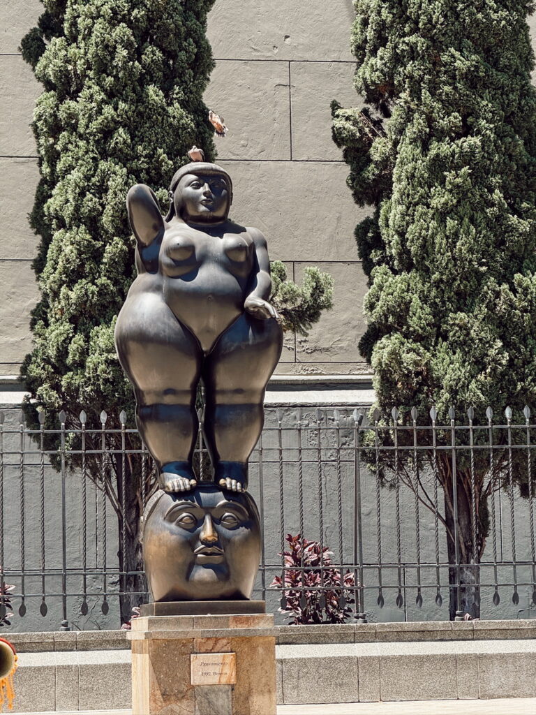 Fernando Botero sculpture in Plaza Botero, Medellin, Colombia, featuring one of the artist’s iconic oversized figures